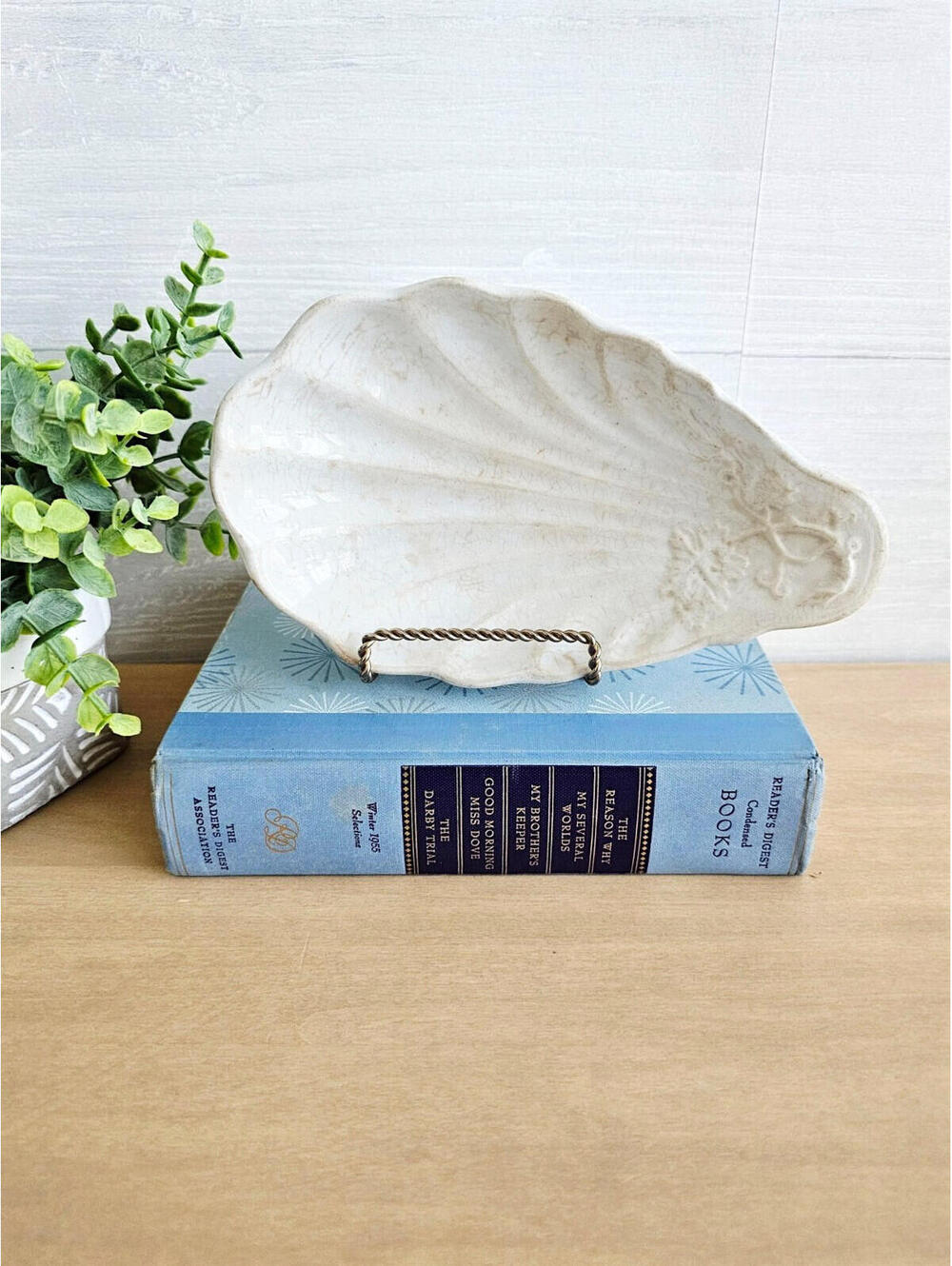 Antique Ironstone White Seashell Shell Ravier Dish, Side Dish, Relish Dish